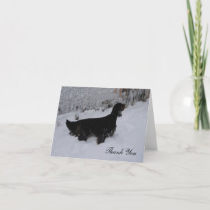 Tarjeta De Agradecimiento Gordon Setter en una tormenta de nieve gracias