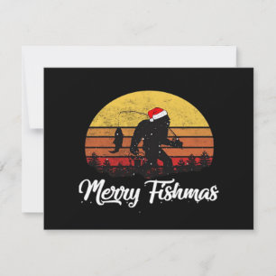 Tarjeta De Agradecimiento Gorila de Navidad Sombrero de Santa Feliz Pescado
