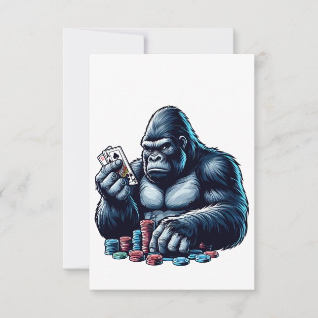 Tarjeta De Agradecimiento gorilla ape jugar cartas póker jugar casino (Anverso)