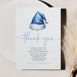 Tarjeta De Agradecimiento Gorra azul de Santa Bebé Navidades Holiday Baby Sh