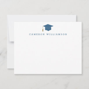 Tarjeta De Agradecimiento Gorra de Graduación Simple en Azul Personalizada