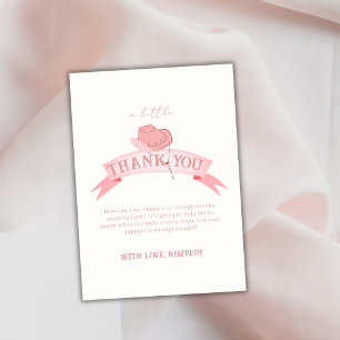 Tarjeta De Agradecimiento Gorra de lechuza rosa occidental Baby Shower