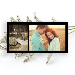 Tarjeta De Agradecimiento Gorra de vaqueros y Boda occidental de Barn Wood g