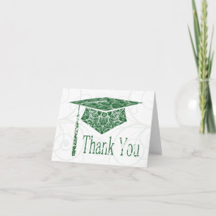 Tarjeta De Agradecimiento Gorra floral verde y blanca