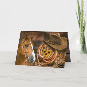 Tarjeta De Agradecimiento Gorra Lasso Sunflowers de Cowboy Occidental
