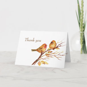 Tarjeta De Agradecimiento Gorrión de canción acuarela Aves marrones Gracias