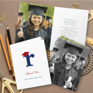 Tarjeta De Agradecimiento Gorrito de graduación clásico con monograma R Foto