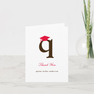 Tarjeta De Agradecimiento Gorrito de Graduación Clásico Monograma Q Foto Mod