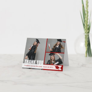 Tarjeta De Agradecimiento Gorrito de graduación con cinta blanca superpuesta