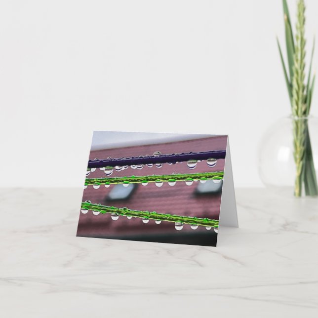 Tarjeta De Agradecimiento Gotas de lluvia en cuerdas (Anverso)