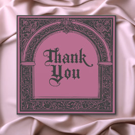 Tarjeta De Agradecimiento Gothic Black Burgundy Medieval Until Death