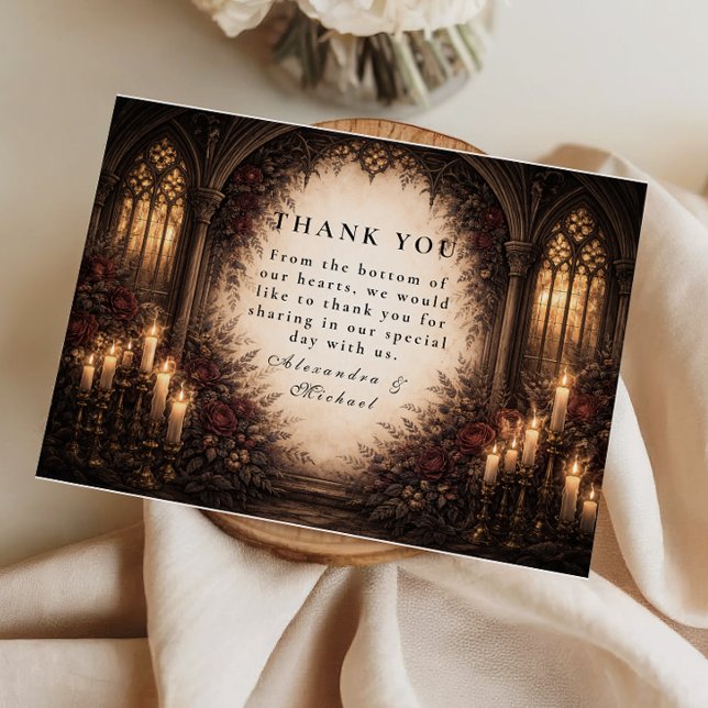 Tarjeta De Agradecimiento Gothic Cathedral Candlelight Wedding (Subido por el creador)