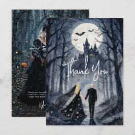 Tarjeta De Agradecimiento Gothic Spooky Forest Toward Castle TLW26