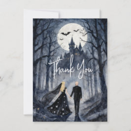 Tarjeta De Agradecimiento Gothic Spooky Forest Toward Castle TLW26