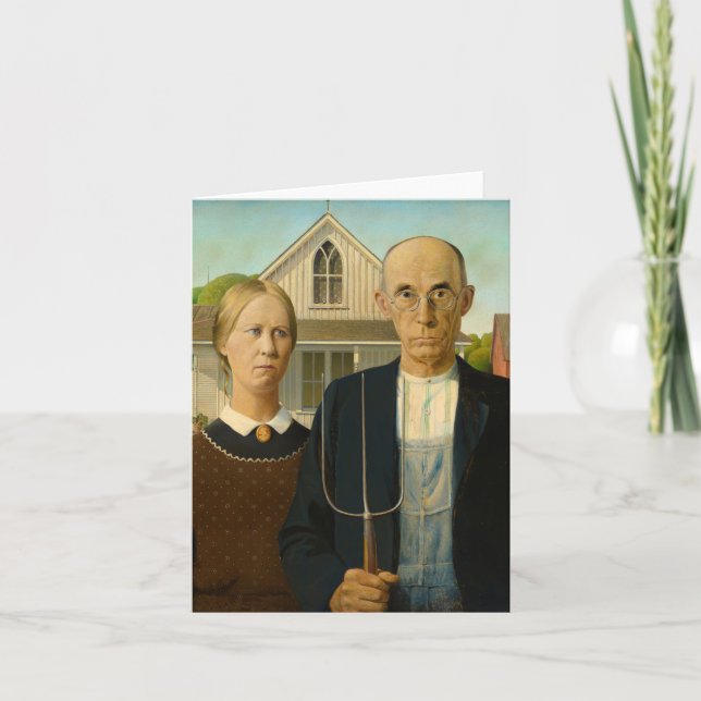 Tarjeta De Agradecimiento Gótico americano por Grant Wood (Anverso)