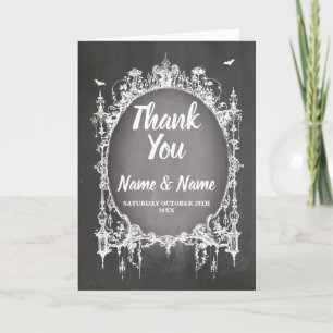 Tarjeta de agradecimiento gótico boda Halloween rú