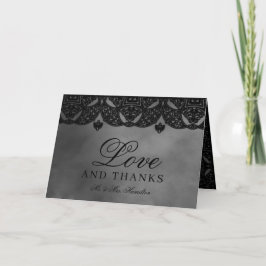 Tarjeta De Agradecimiento Gótico Medieval Negro Ornate Moody Gray Boda