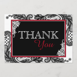 Tarjeta De Agradecimiento Gótico moderno blanco de Black Lace Gracias