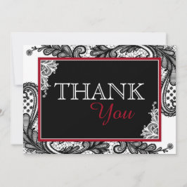 Tarjeta De Agradecimiento Gótico moderno blanco de Black Lace Gracias
