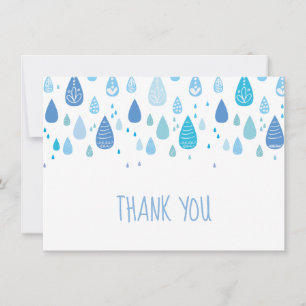 Tarjeta De Agradecimiento Gotitas de Lluvia Azules Gracias