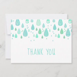 Tarjeta De Agradecimiento Gotitas de Lluvia Verde Menta Gracias