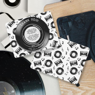 Tarjeta De Agradecimiento Grabación de vinilo y música retro de cinta de cas