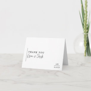 Tarjeta De Agradecimiento Grace Black and White Modern Boda