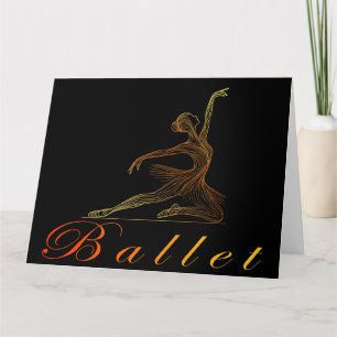 Tarjeta De Agradecimiento Graceful Pose of a golden Line Art Ballerina