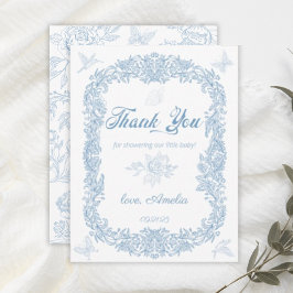 Tarjeta De Agradecimiento Graceti Dusty Blue Baroque Frame Baby Shower
