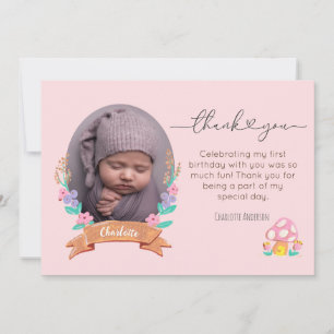 Tarjeta De Agradecimiento Gracets Blossoms Mensaje de foto rosa floral