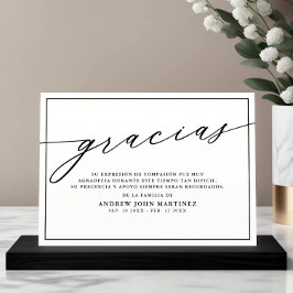 Tarjeta De Agradecimiento Gracia moderna foto funeral español