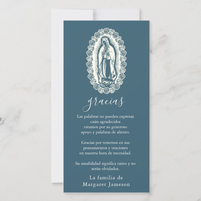 Tarjeta De Agradecimiento Gracia religiosa española Guadalupe gracias (Anverso)