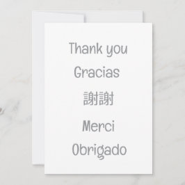 Tarjeta De Agradecimiento Gracias-謝謝-Merci-Obrigado Cuadrado gris vacío
