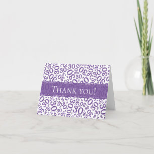 Tarjeta De Agradecimiento Gracias: 30 Patrón de número aleatorio morado/blan