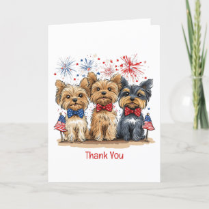 Tarjeta De Agradecimiento Gracias 4 De Julio Perros Terrier De Yorkshire