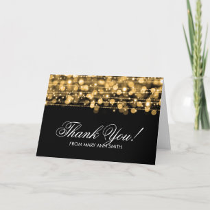Tarjeta De Agradecimiento "Gracias" 60.o oro de las chispas de la fiesta de