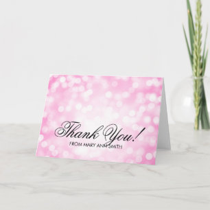 Tarjeta De Agradecimiento "Gracias" 80° cumpleaños luces de Purpurina rosado