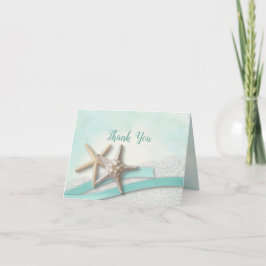 Tarjeta De Agradecimiento Gracias a Aqua Starfish y Ribbon