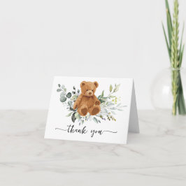 Tarjeta De Agradecimiento Gracias a Baby Shower plegado de verde del oso de 