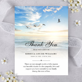 Tarjeta De Agradecimiento Gracias a Beach Ocean Funeral Foto Solidaridad