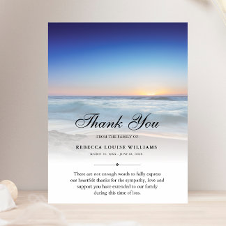 Tarjeta De Agradecimiento Gracias a Beach Ocean Funeral Foto Solidaridad