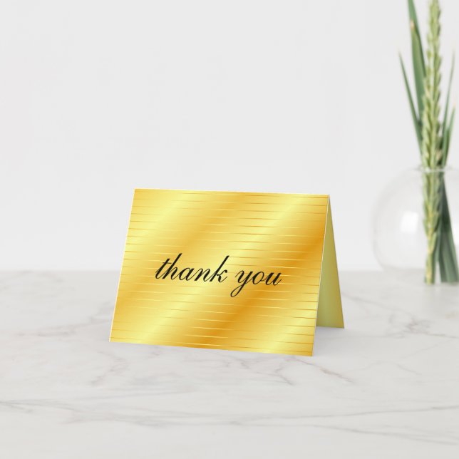 Tarjeta De Agradecimiento Gracias a Calligraphy Script Gold Look Trendy (Anverso)