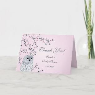 Tarjeta De Agradecimiento Gracias a Cute Owl Baby Shower