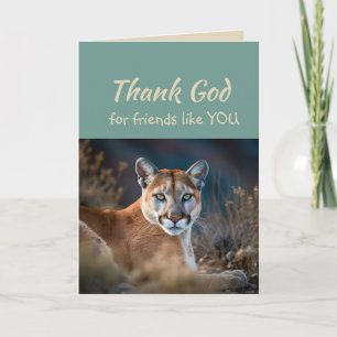 Tarjeta De Agradecimiento Gracias a Dios por amigos como tú, Cougar