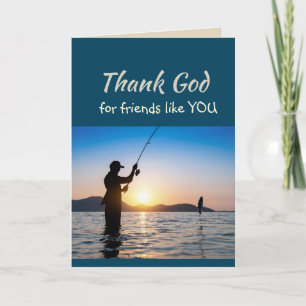Tarjeta De Agradecimiento Gracias a Dios por amigos como tu Lake Fishing