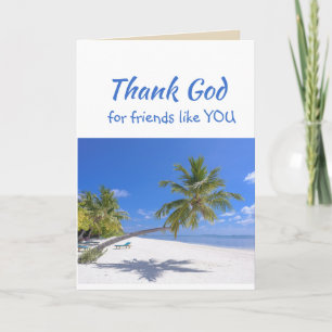 Tarjeta De Agradecimiento Gracias a Dios por amigos como tú playa tropical