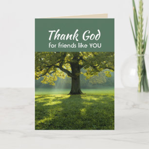 Tarjeta De Agradecimiento Gracias a Dios por amigos como tu verde árbol natu