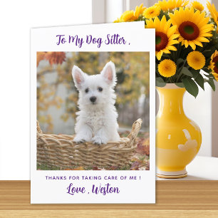 Tarjeta De Agradecimiento Gracias a Dog Sitter - Púrpura - Mascota Foto Perr