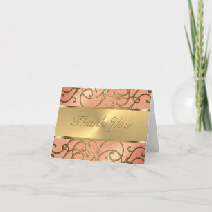 Tarjeta De Agradecimiento Gracias a Elegant Peach y Gold Filigree