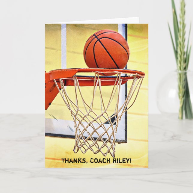 Tarjeta De Agradecimiento Gracias a entrenador de baloncesto (Anverso)